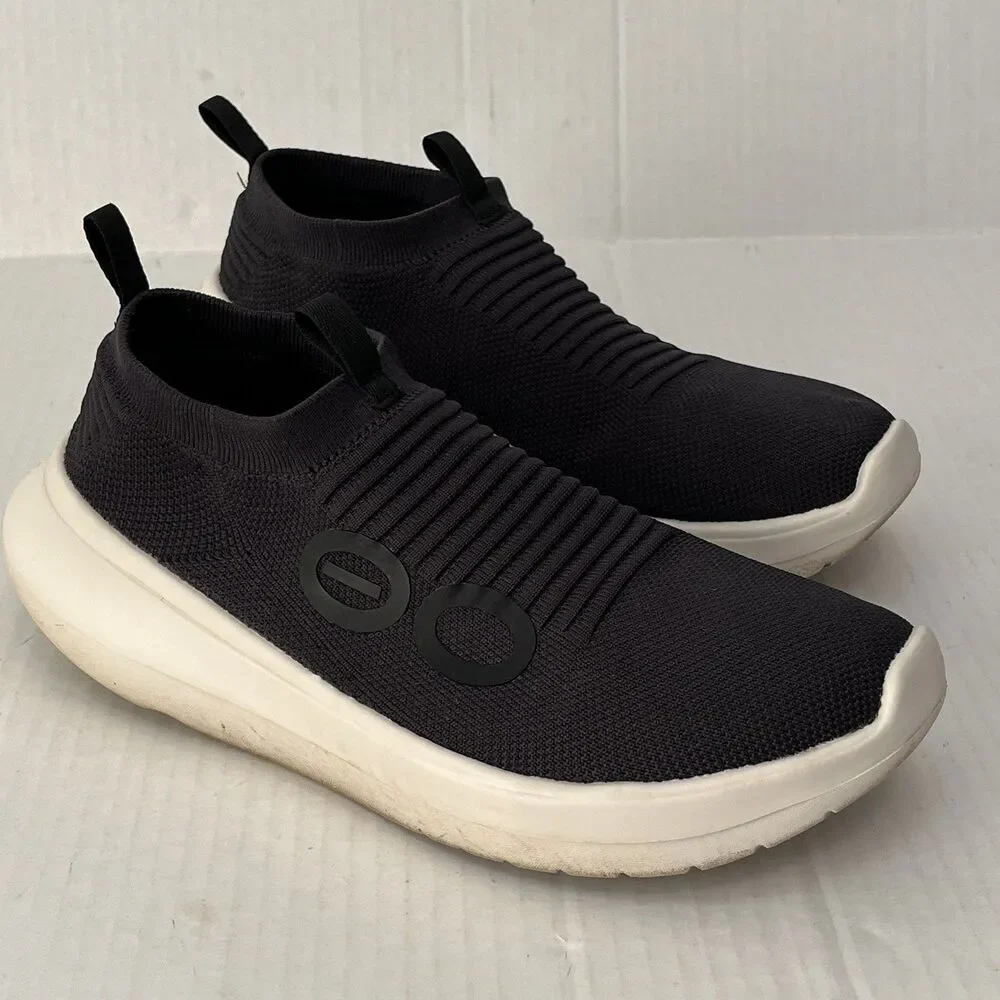 Oofos Oomy Zen Mens Sz 12 Black White Slip On Recovery Shoes Lightweight Comfort